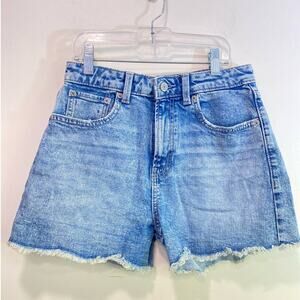 GAP High Rise Blue Denim Shorts 16us Youth raw hem Acid Wash Color